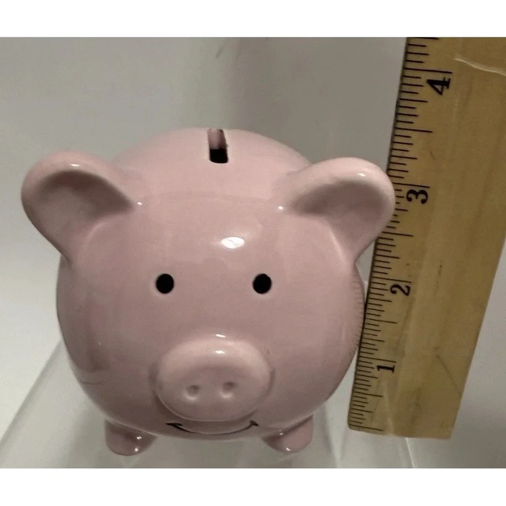 Cute Pink Ceramic Piggy Bank Small Coin Bank Classic Pig Money Box